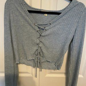 Blue long sleeve cropped top